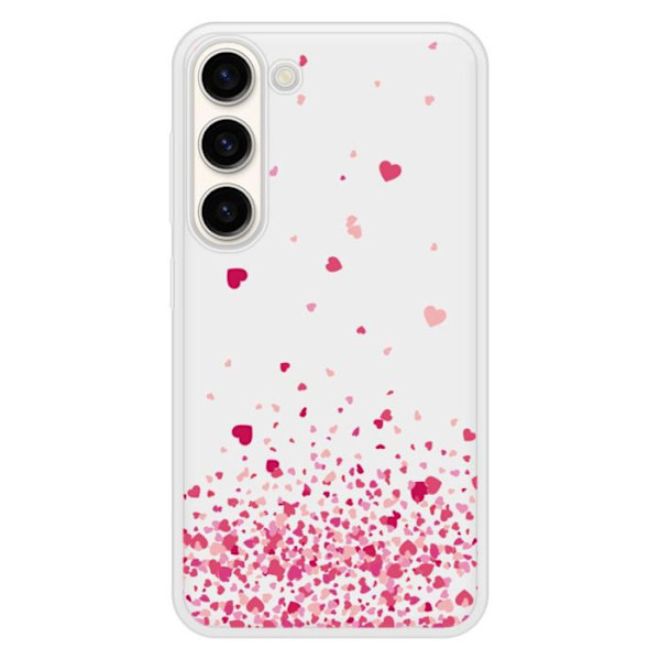 Siliconförstärkt tryckt skal kompatibel med Samsung Galaxy S23, rosa hjärnkonfetti Transparent