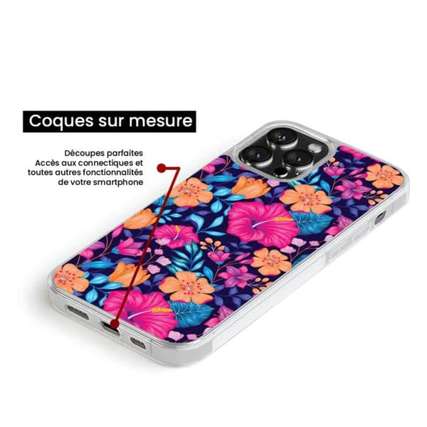 Coque i silikon förstärkt med tryck kompatibel med Apple iPhone 16 Pro Exotiska Blommor Transparent