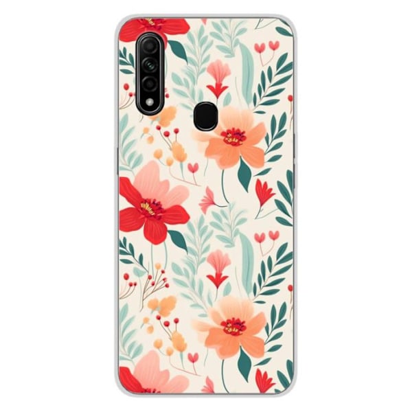 Siliconfodral med tryck - 1001 fodral - Oppo A31 - Multifärgad - Blommönster - Halvstyv Transparent