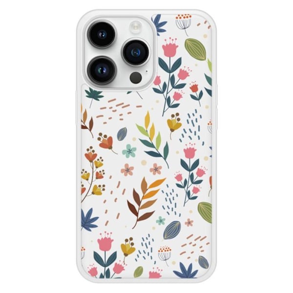 Förstärkt tryckt silikonfodral kompatibelt med Apple iPhone 14 Pro Färgglada blommor Transparent