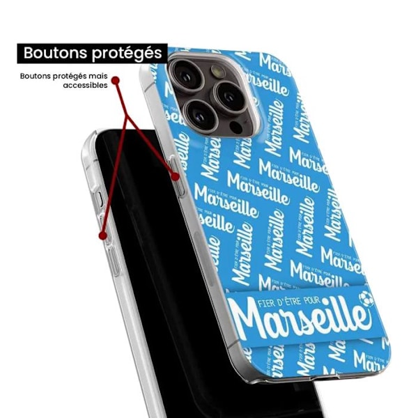 Tryckt silikonfodral kompatibelt med Apple iPhone 16 Stolt över att vara för Marseille Transparent