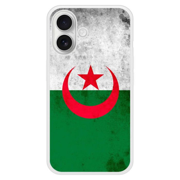 Siliconfodral med förstärkt tryck, kompatibel med Apple iPhone 16 Plus, Algeriets flagga Transparent