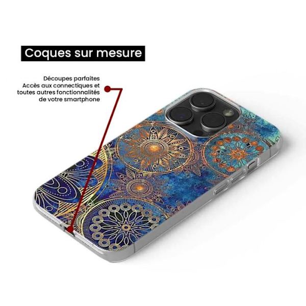 Siliconfodral tryckt - 1001 fodral - Apple iPhone 16 Pro - Blå mandala - Optimal skydd - TPU Gel Transparent