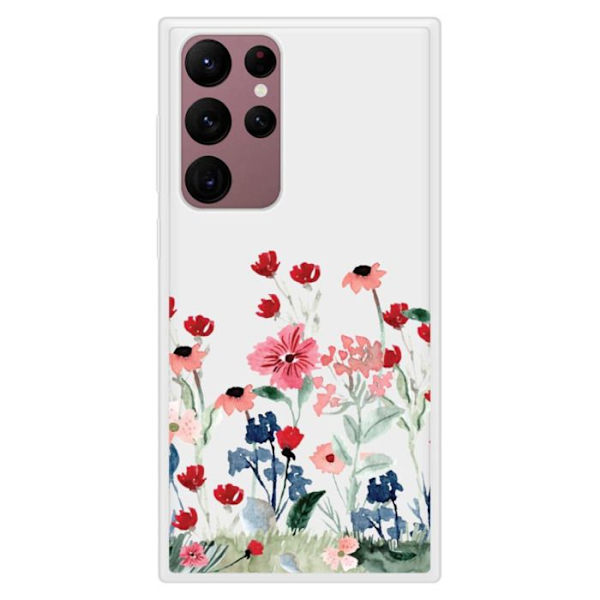 Siliconförstärkt tryckt skal kompatibelt med Samsung Galaxy S22 Ultra Blomster på våren Transparent