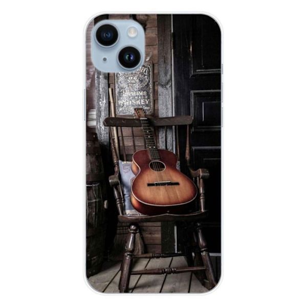 Siliconehölje - Kompatibel med Apple iPhone 15 Plus - gitardesign Transparent