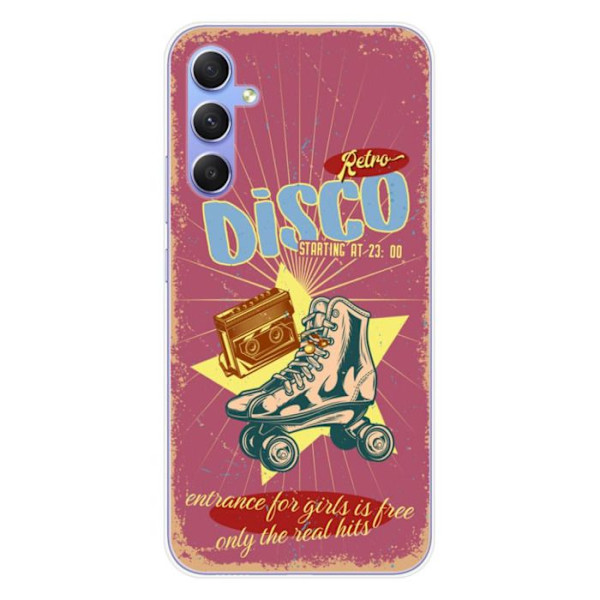 Silikonskal - Kompatibel med Samsung Galaxy A34 5G - retro disco-design Transparent