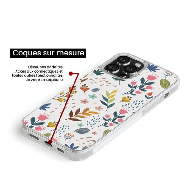 Färgglada blommor tryckt silikonförstärkt skal kompatibel med Apple iPhone 13 Mini Transparent