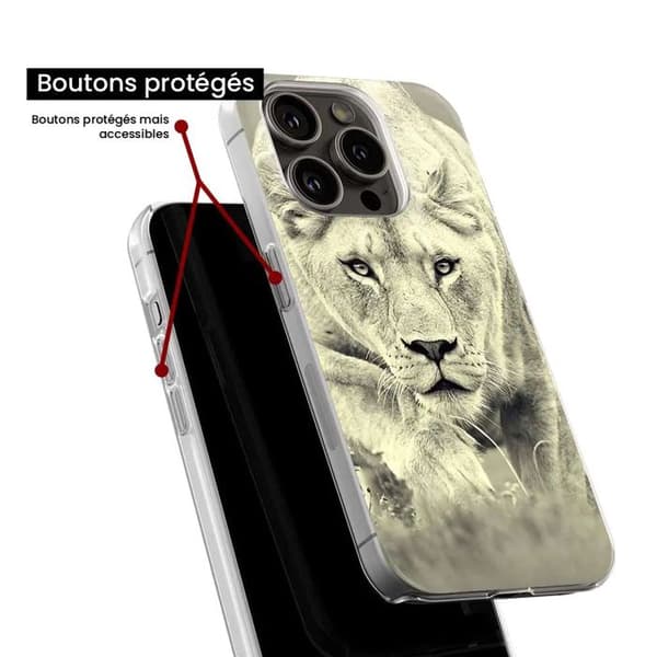 Silikonfodral - Kompatibel med Apple iPhone 15 Pro - design lejoninna Transparent