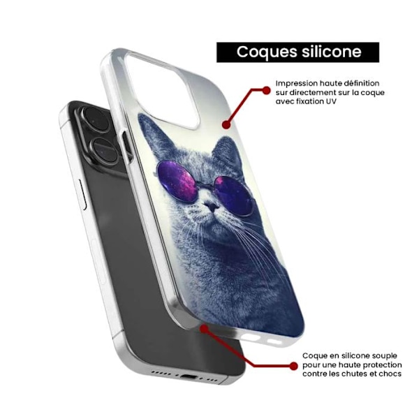 Siliconetui med tryck kompatibel med Samsung Galaxy A16 Katt med glasögon Transparent