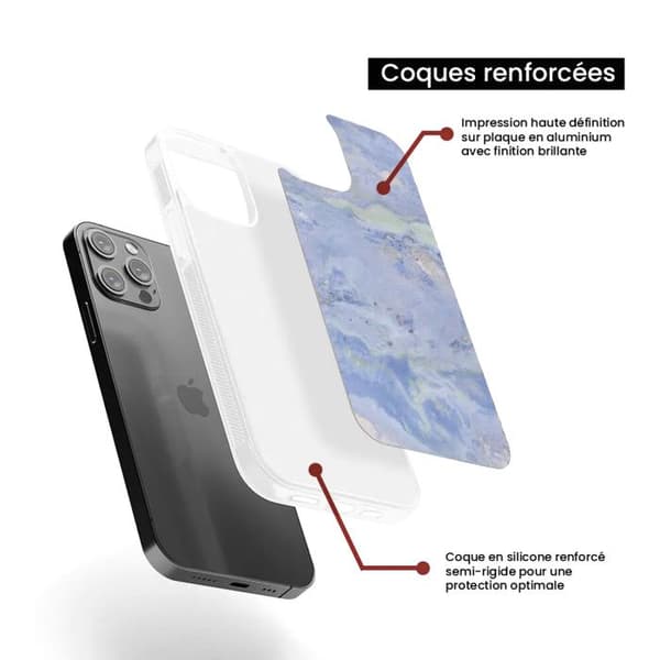Fodral i förstärkt silikon med tryck kompatibel med Apple iPhone 14 Pro Max Marmor Blå Transparent