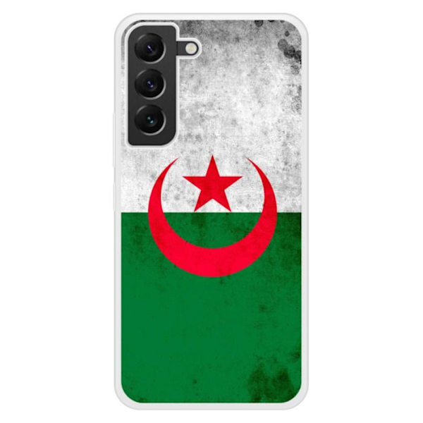 Siliconfodral med förstärkt tryck som är kompatibel med Samsung Galaxy S22 Plus Algeriets flagga Transparent