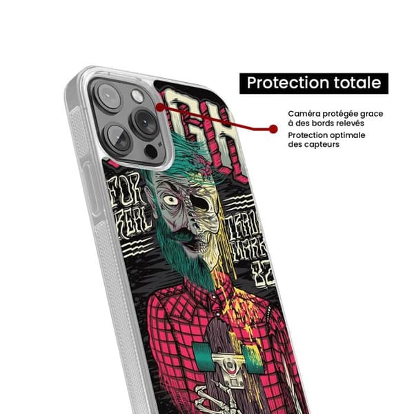Förstärkt silikonfodral med tryck, kompatibelt med Apple iPhone 13 Pro Max Skull Urgh Transparent