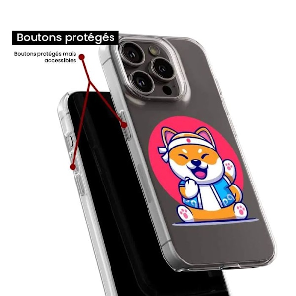 Tryckt silikonfodral som är kompatibelt med Apple iPhone X iPhone XS Shiba ninja Transparent