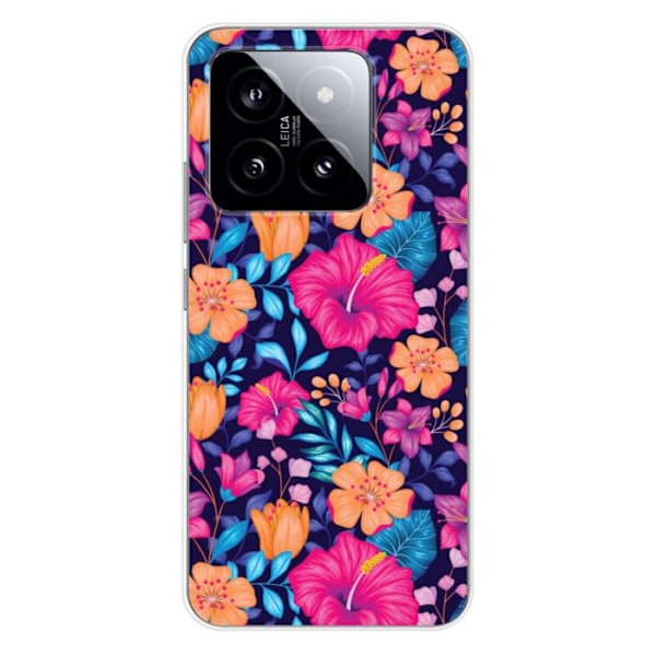 Silicon skal - Kompatibel med Xiaomi 14 Pro - design med exotiska blommor Transparent