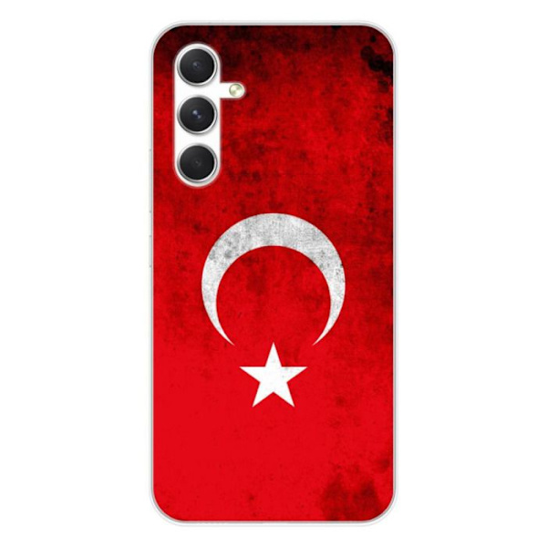 Siliconfodral - Kompatibel med Samsung Galaxy A54 5G - design med turkisk flagga Transparent