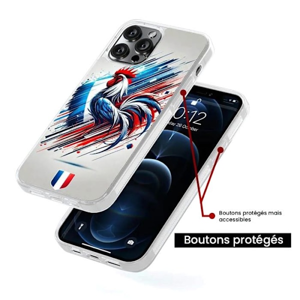 Siliconförstärkt tryckt skal kompatibelt med Samsung Galaxy S24 Ultra Coq Français Transparent