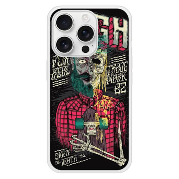Förstärkt silikonfodral med tryck, kompatibelt med Apple iPhone 16 Pro Skull Urgh Transparent