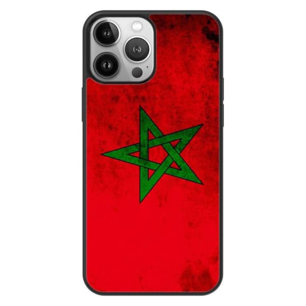 Siliconförstärkt skal med tryck kompatibelt med Apple iPhone 13 Pro Max Marockos flagga Transparent