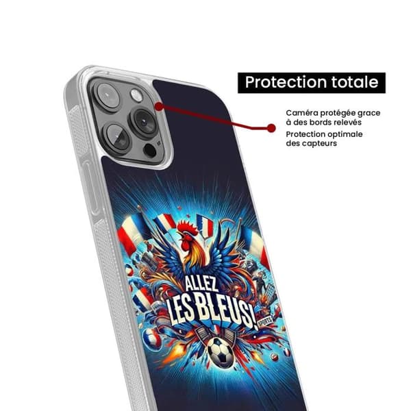 Fodral i förstärkt silikon med tryck kompatibelt med Apple iPhone 13 Heja Blåa! Transparent