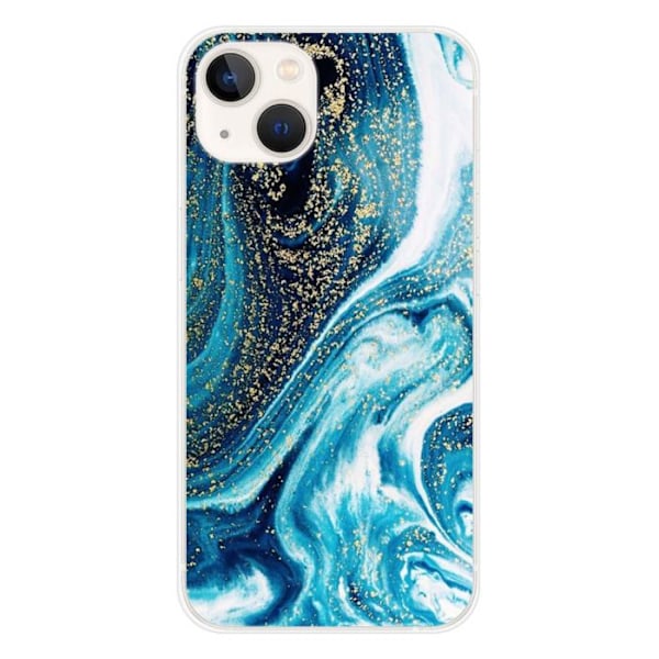 Siliconfodral - Kompatibel med Apple iPhone 13 - design marmor blå glittrande Transparent