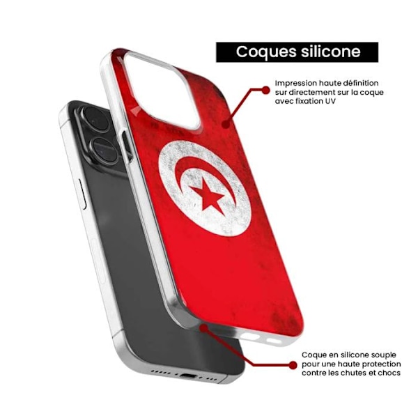 Tryckt silikonfodral som är kompatibelt med Xiaomi Redmi 13 4G Tunisiens flagga Transparent