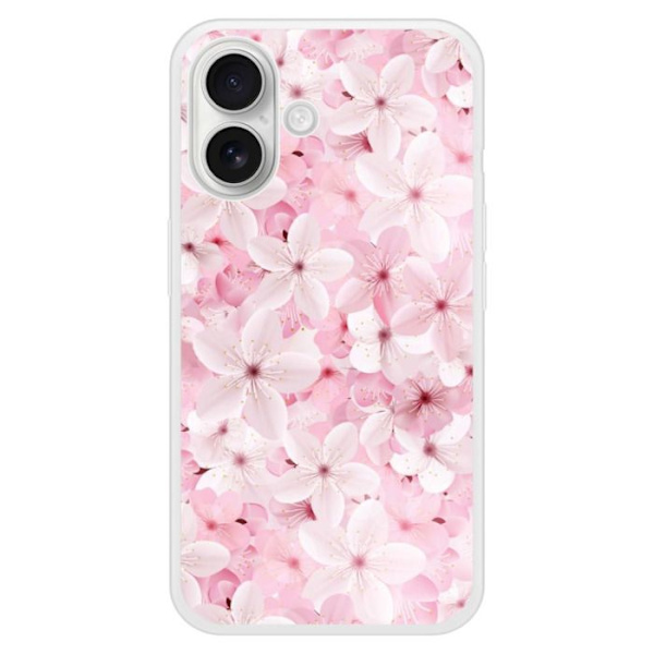 Siliconförstärkt tryckt fodral kompatibelt med Apple iPhone 16 Plus Sakura Transparent