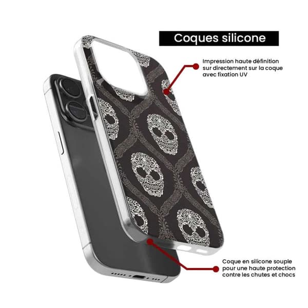 Silikonskal - Kompatibel med Apple iPhone 13 Pro - design med blommig dödskalle Transparent