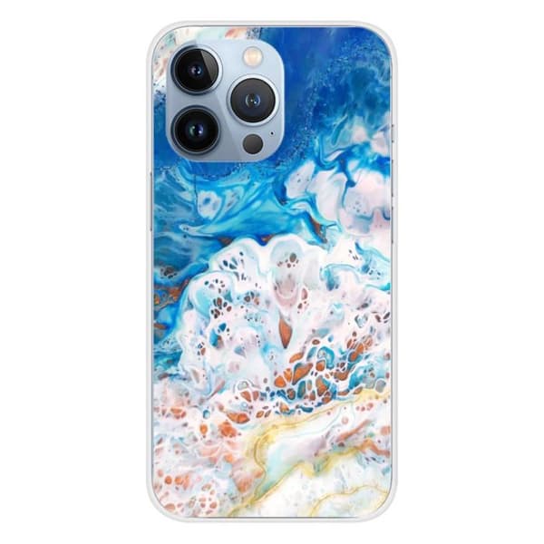 Silikonfodral - Kompatibel med Apple iPhone 13 Pro - design med havsmarmor Transparent