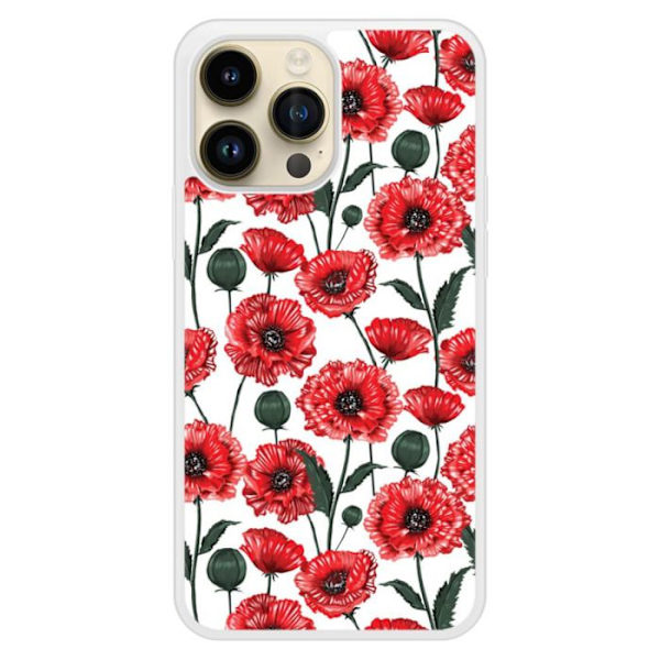 Skyddande silikonfodral med tryck kompatibelt med Apple iPhone 14 Pro Max Mörka Blommor Transparent