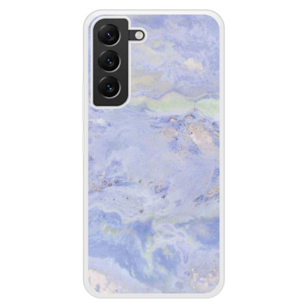 Siliconförstärkt skal med tryck kompatibelt med Samsung Galaxy S22 Plus Blå Marmor Transparent