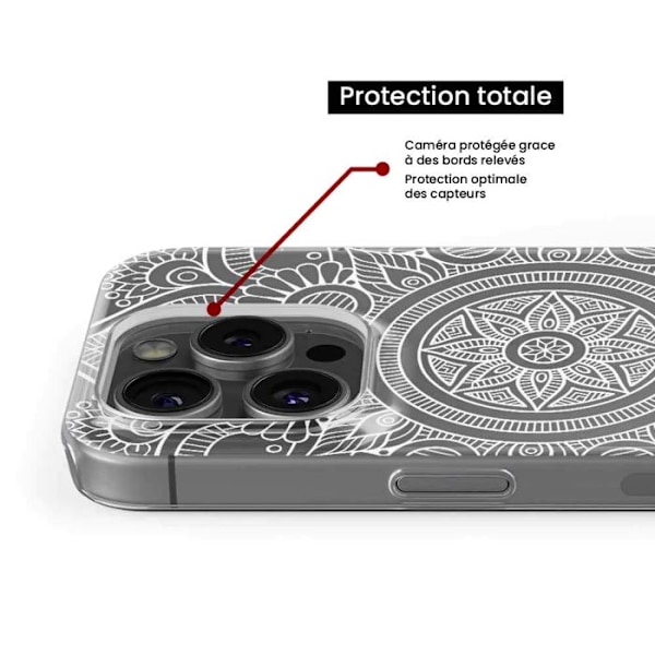 Siliconfodral med tryck - 1001 fodral - Apple iPhone 16 - Vit mandala - Optimalt skydd - TPU Gel Transparent