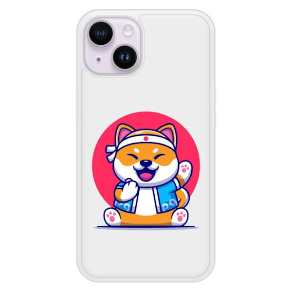 Siliconöverdrag med förstärkt tryck, kompatibel med Apple iPhone 14 Shiba ninja Transparent
