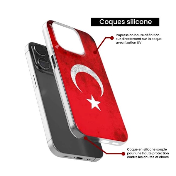 Tryckt silikonfodral Kompatibelt Samsung Galaxy M22 Galaxy M32 Türkiye Flagga Transparent