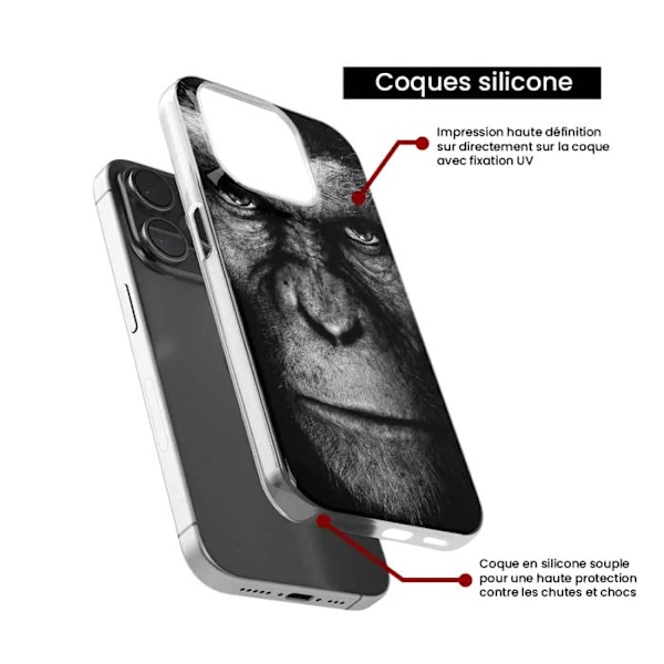 Tryckt silikonfodral som är kompatibelt med Google Pixel 7a Monkey Transparent