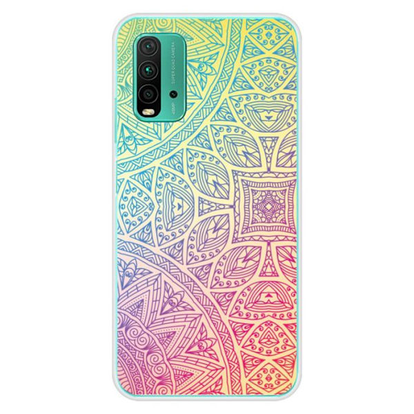 Siliconefodral med tryck - 1001 fodral - Xiaomi Redmi 9T - Mandala Pastell - Optimal skydd - Semi-styv Transparent