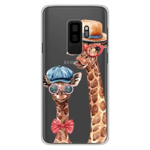 Tryckt silikonfodral som är kompatibelt med Samsung Galaxy S9 Plus Funny Giraffe Transparent