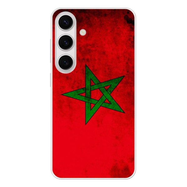 Silicone-förstärkt tryckt skal som är kompatibelt med Samsung Galaxy S24 Marockos flagga Transparent