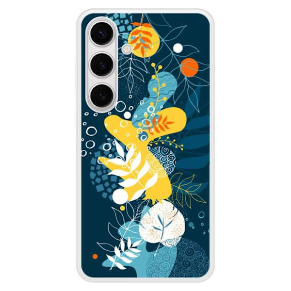 Coque i förstärkt silikon med tryck kompatibel med Samsung Galaxy S24 Plus Havsblommor Transparent