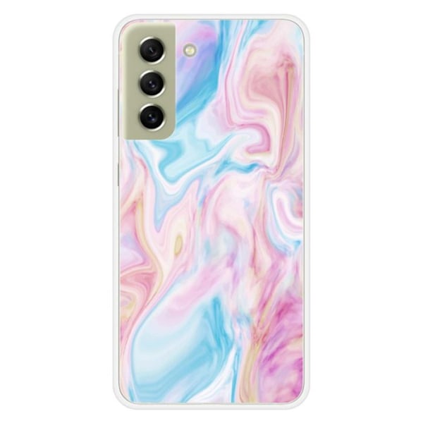 Tryckt silikonfodral som är kompatibelt med Samsung Galaxy S21 FE Tvål Transparent