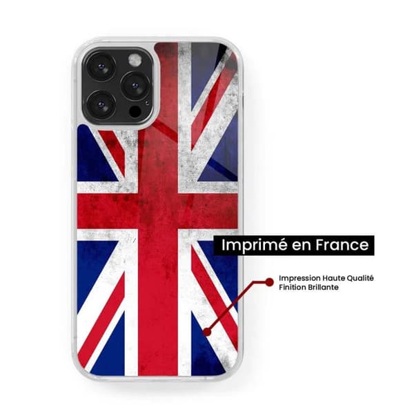 Förstärkt silikonskal med tryck kompatibelt med Apple iPhone 13 Englands flagga Transparent