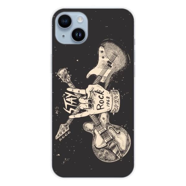 Silikonfodral - Kompatibel med Apple iPhone 15 Plus - design stay rock Transparent