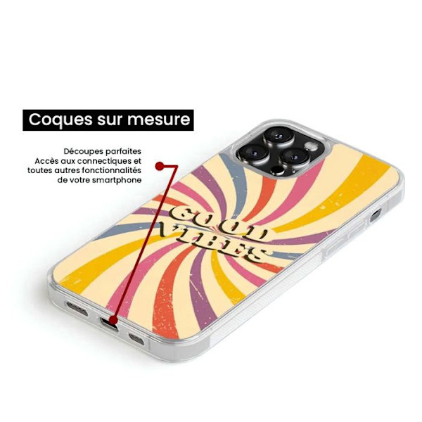 Siliconfodral med förstärkning, tryckt, kompatibelt med Apple iPhone 14 Plus Good vibes Transparent