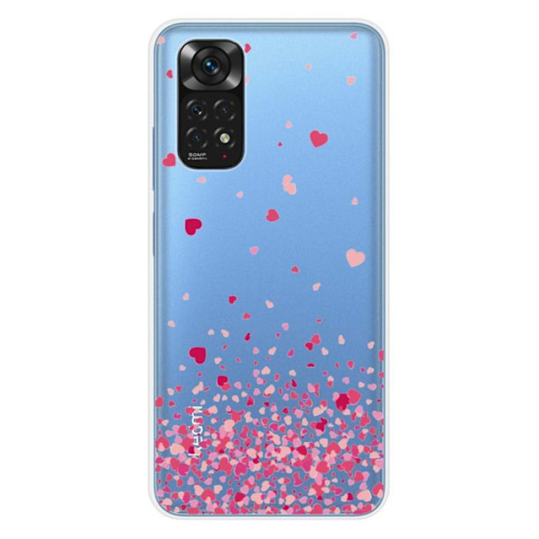 Siliconficka - Kompatibel med Xiaomi Redmi Note 11 4G - design med hjärtkonfetti i rosa Transparent
