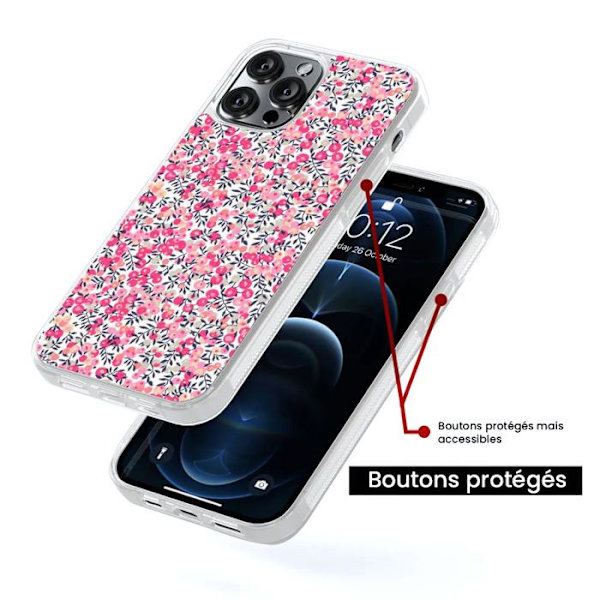 Siliconförstärkt tryckt skal kompatibelt med Apple iPhone 14 Liberty Wiltshire Rose Transparent