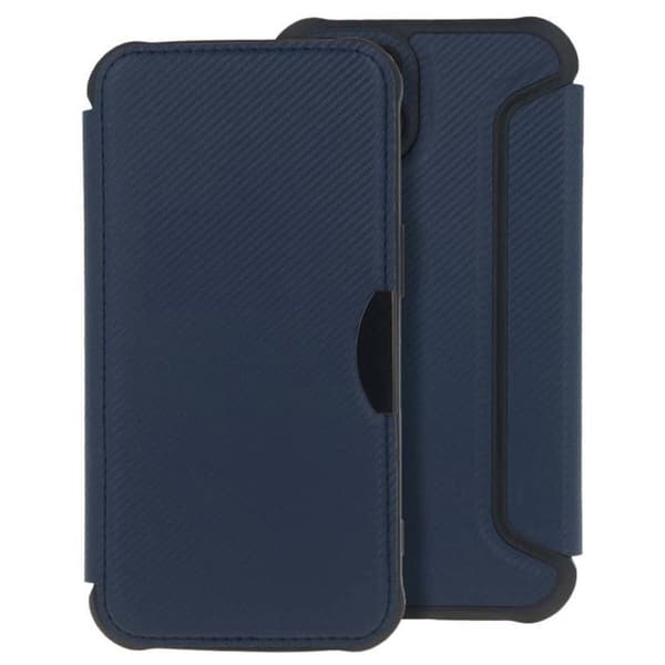 Foliofodral - Smart Carbon - Apple iPhone 15 Pro - TPU - Magnetstängning - Kortficka blå