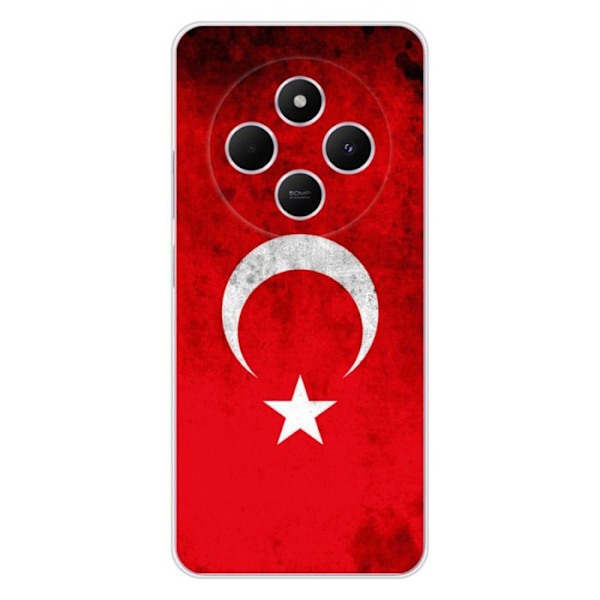 Silikonfodral Med Tryck - 1001 Fodral - Xiaomi Redmi 14C 4G - Turkiets Flagga - Mjuk - Optimal Skydd Transparent
