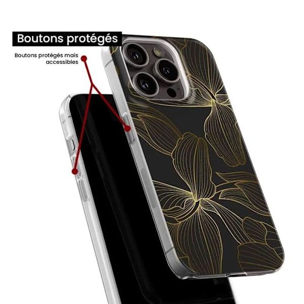 Siliconfodral med tryck - 1001 fodral - Oppo A31 - Guldblommor - Optimal skydd - Semi-hård Transparent