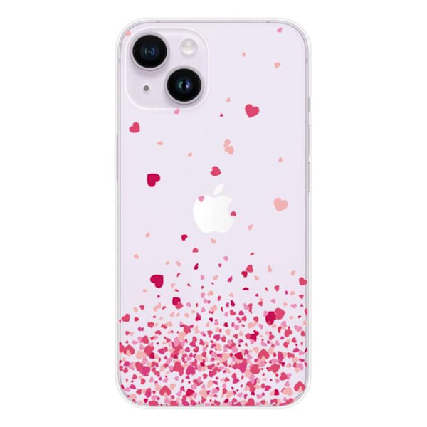 Silicone-fodral - Kompatibel med Apple iPhone 15 - design med rosa hjärtans konfetti Transparent