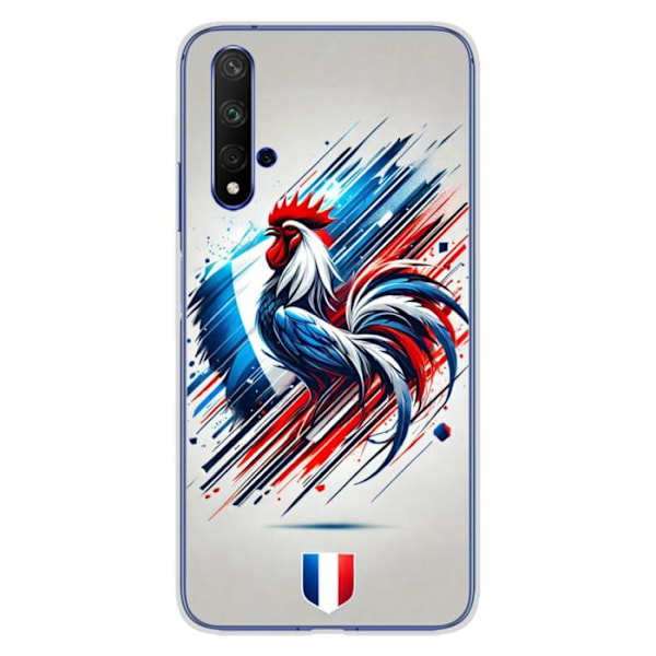 Tryckt silikonfodral som är kompatibelt med Huawei Honor 20 French Rooster Transparent