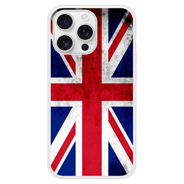 Förstärkt silikon-fodral med tryck kompatibelt med Apple iPhone 16 Pro Max England flagga Transparent